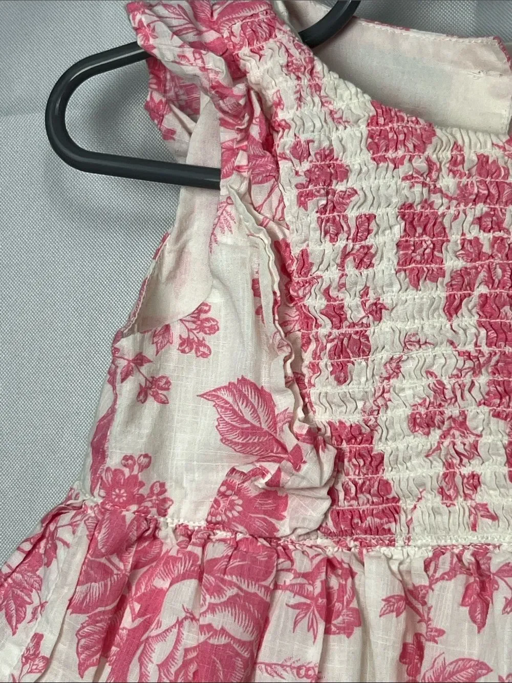 Baby GAP pink and white floral print smocked cotton dress 24 months